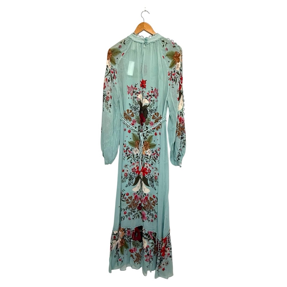 FARM Rio Beauty Bouquet Long Sleeve Floral Print Maxi Dress, Light Blue, NWT🇧🇷 - Picture 10 of 15